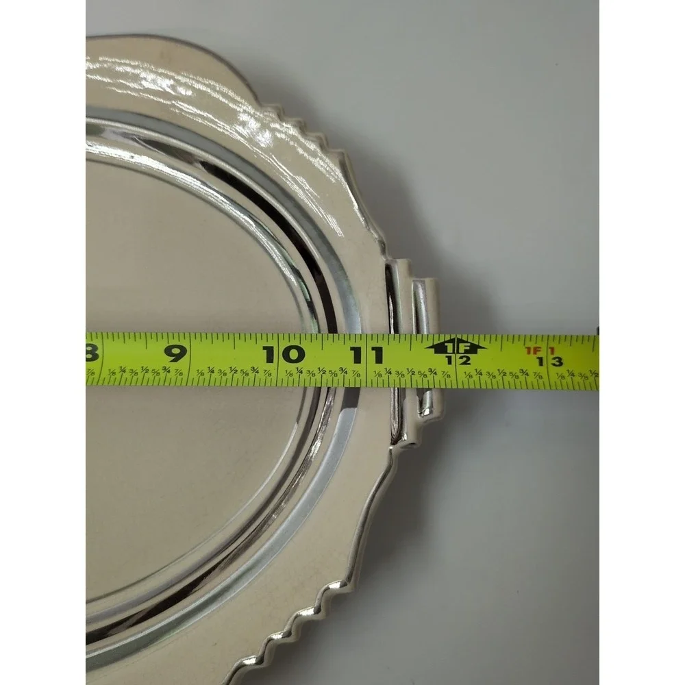 Leigh Potters Astoria Serving Platter Cream Silver Art Deco 12.5" Good Vintage - Picture 6 of 6
